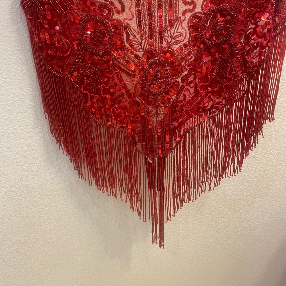 Red Shaw Shoulder Throw. Sequin Fully Embellished. - image 4